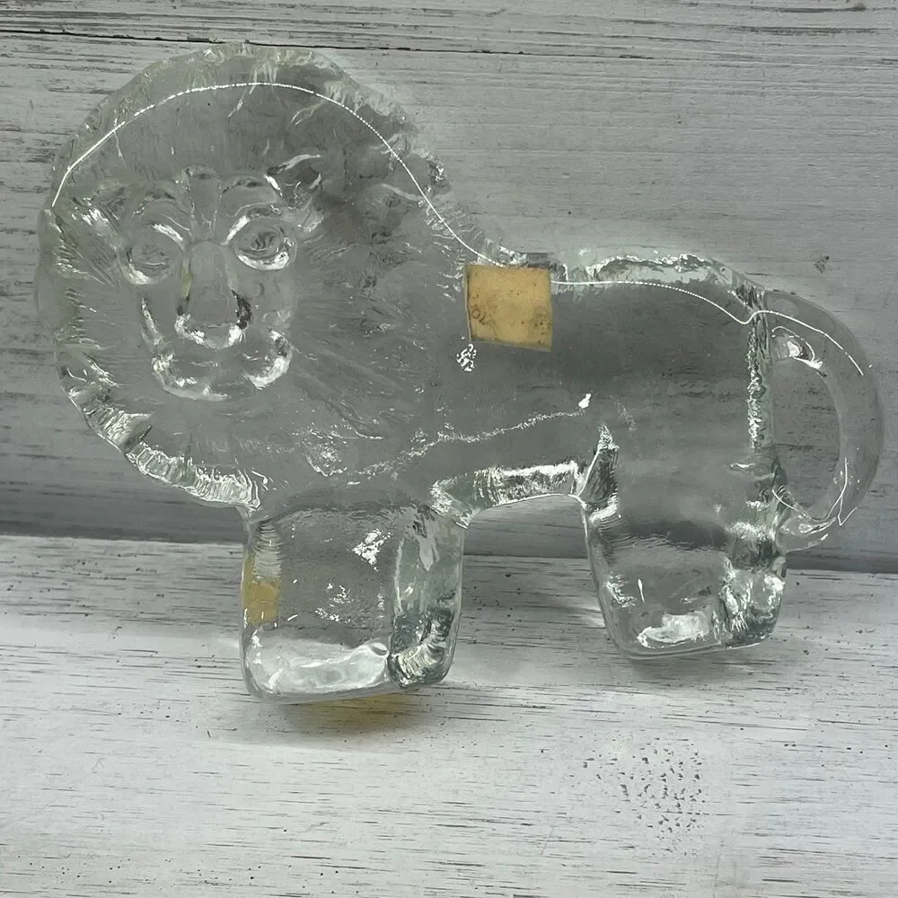 Vintage Swedish Kosta Boda Zoo Series 1970s Art Glass Lion by Erik Hoglund